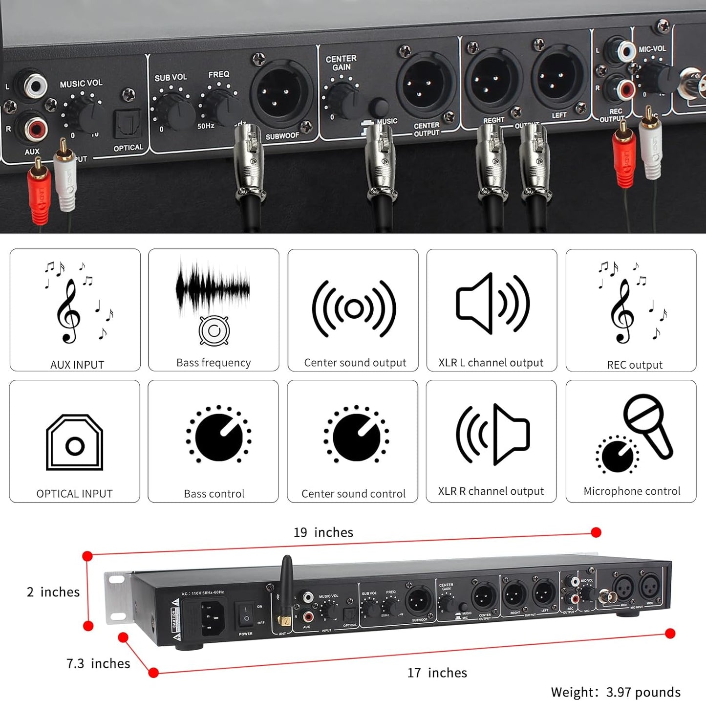 Fulode Fx8 III Karaoke Mixer with 2 microphone kit - open box